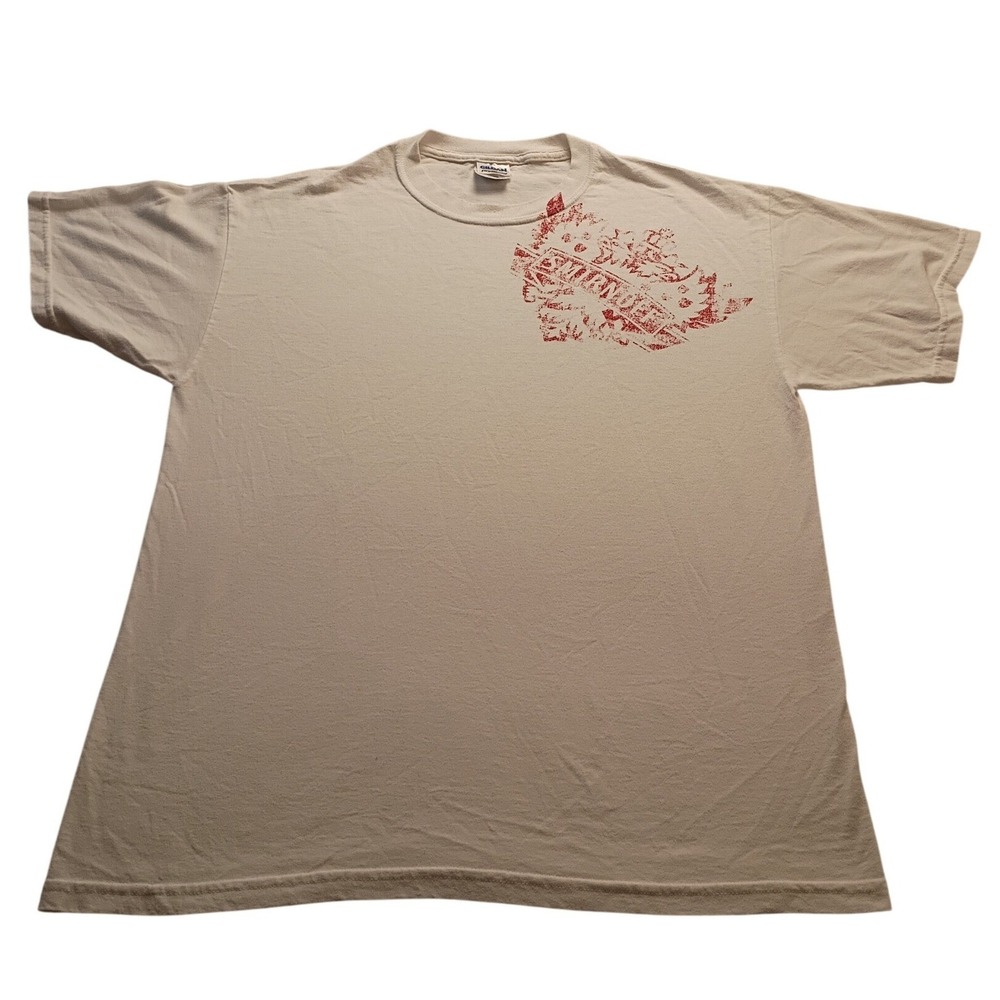 Gildan T-Shirt Men's Smirnoff Graphic Logo Off-White Large Casual Tee Top